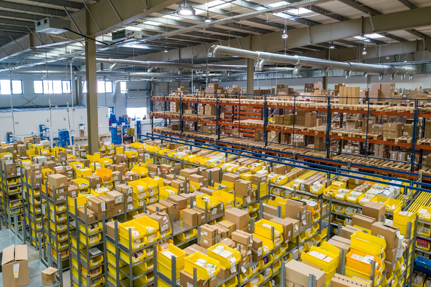 Fulfillment warehouse floor with packed parcels